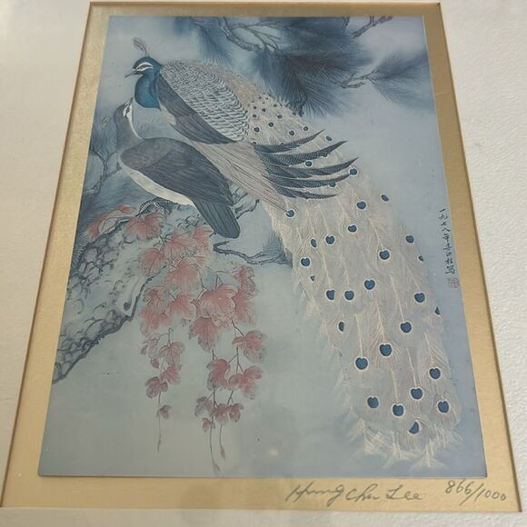 Hung Chu Lee Chinese water color painting on silk Gold framed EUC - Picture 5 of 9